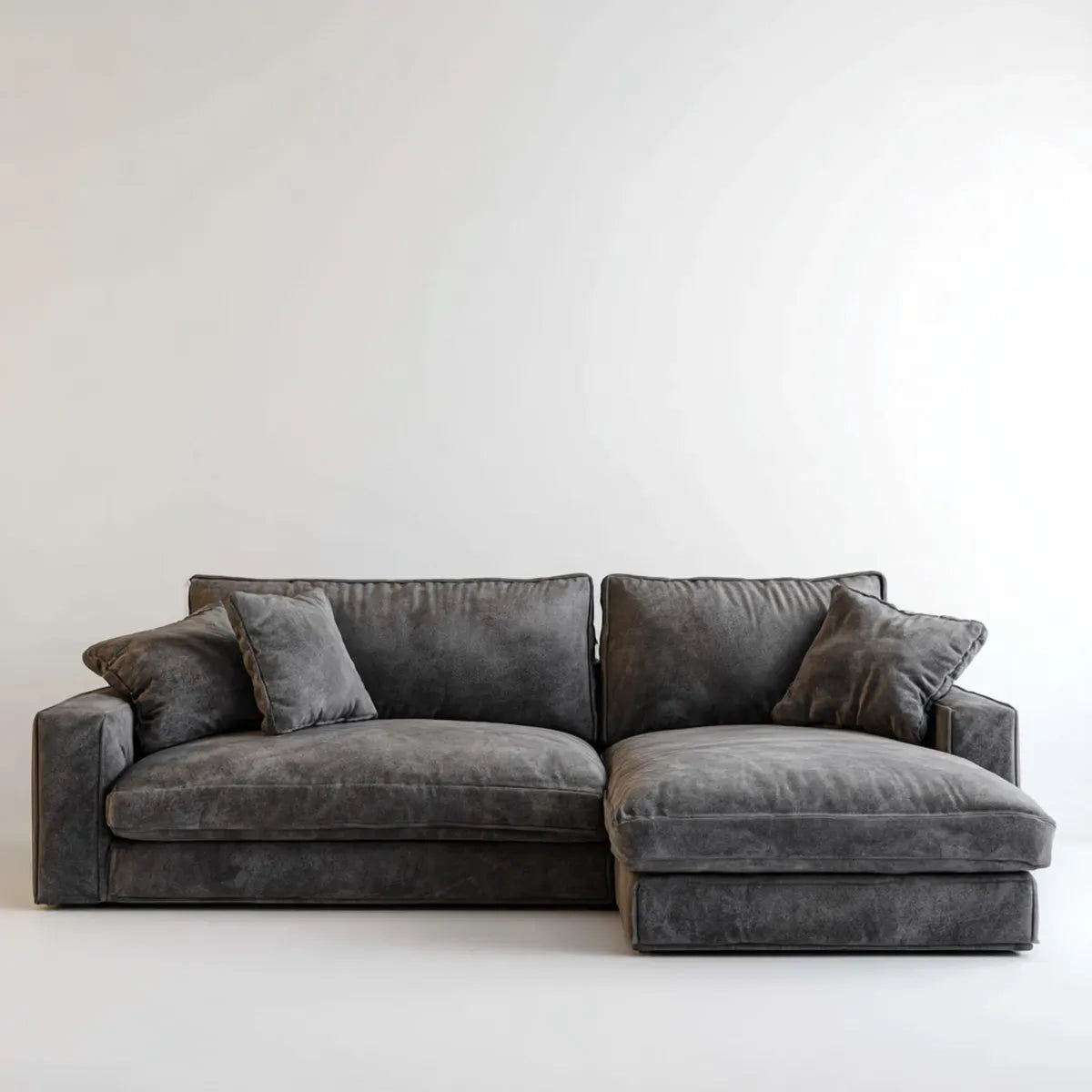 Canapé d'angle droit 3 places gris anthracite en microfibre polyester 280 x 170 x 85 cm