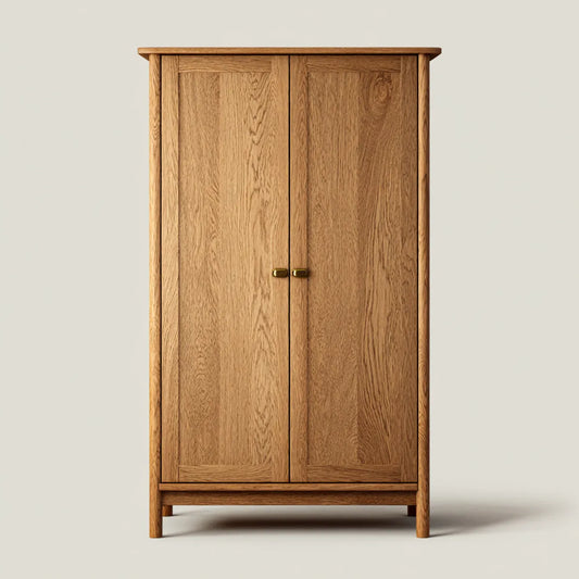 Armoire de chambre 2 portes en chêne massif naturel 100 x 55 x 190 cm rectangulaire