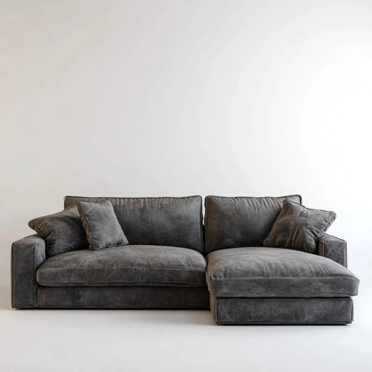 Canapé d'angle droit 3 places gris anthracite en microfibre polyester 280 x 170 x 85 cm