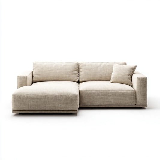 Canapé d'angle gauche 3 places beige 270 x 160 cm en polyester forme L